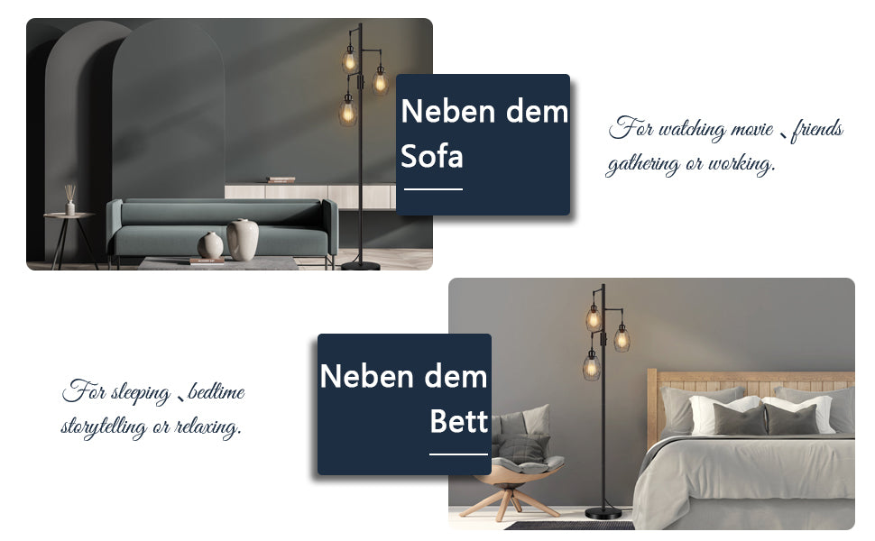 Die Stehlampe, die Eleganz in Ihr Schlafzimmer bringt#led stehlampe schwarz#stehlampe für wohnzimmer,schlafzimmer#dimmbar vintage standleuchte#