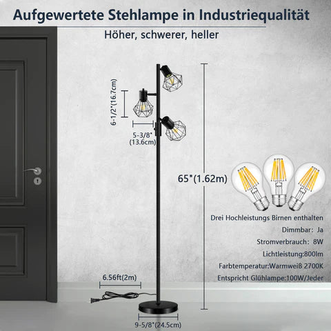 Warum unsere Stehlampe die perfekte Ergänzung für Ihr Café oder Restaurant ist#led stehlampe#Industrial Rustikale stehlampe#stehleuchte 3 Flammig Schwarz#
