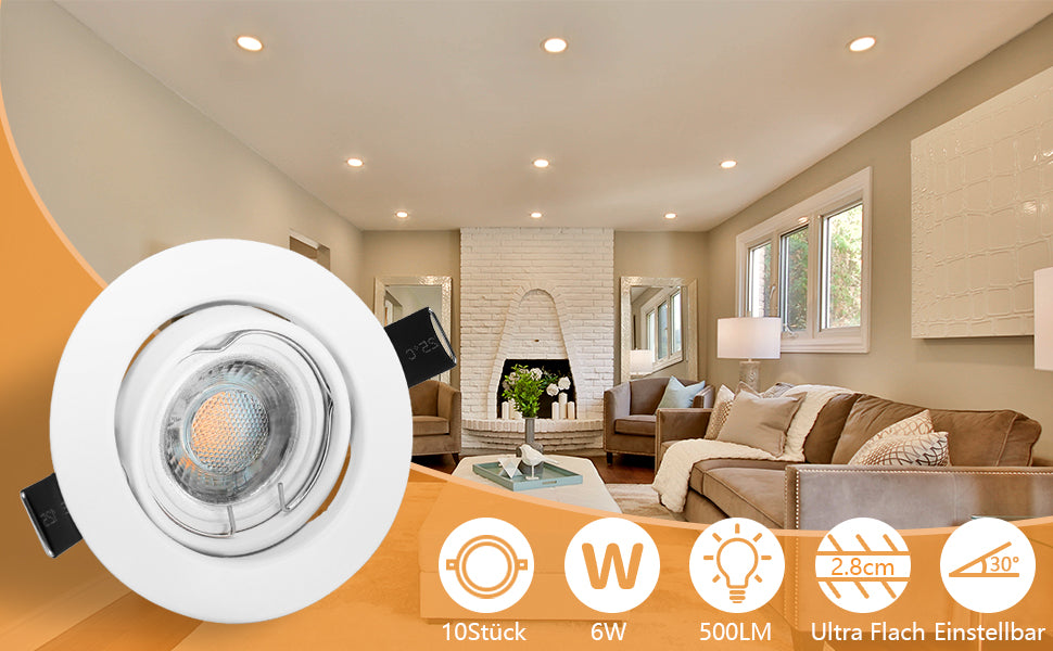 Schlafzimmerbeleuchtung neu definiert: Mit unserem dimmbaren LED Einbaustrahler Flach 230V#led einbaustrahler dimmbar#led einbauleuchten bad dimmbar#led einbaustrahler dimmbar schwenkbar ultra flach 6er set#