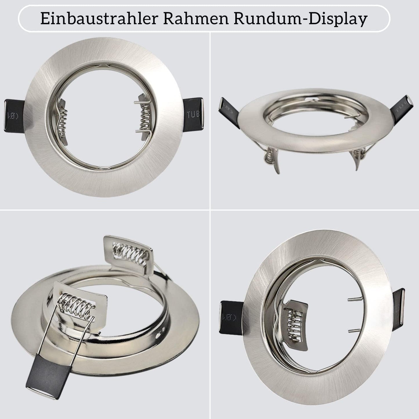 HiBay 10er Set GU10 Einbaurahmen 4 Farben – Bild 6 #Gebürstet Edelstahl #10 Stück