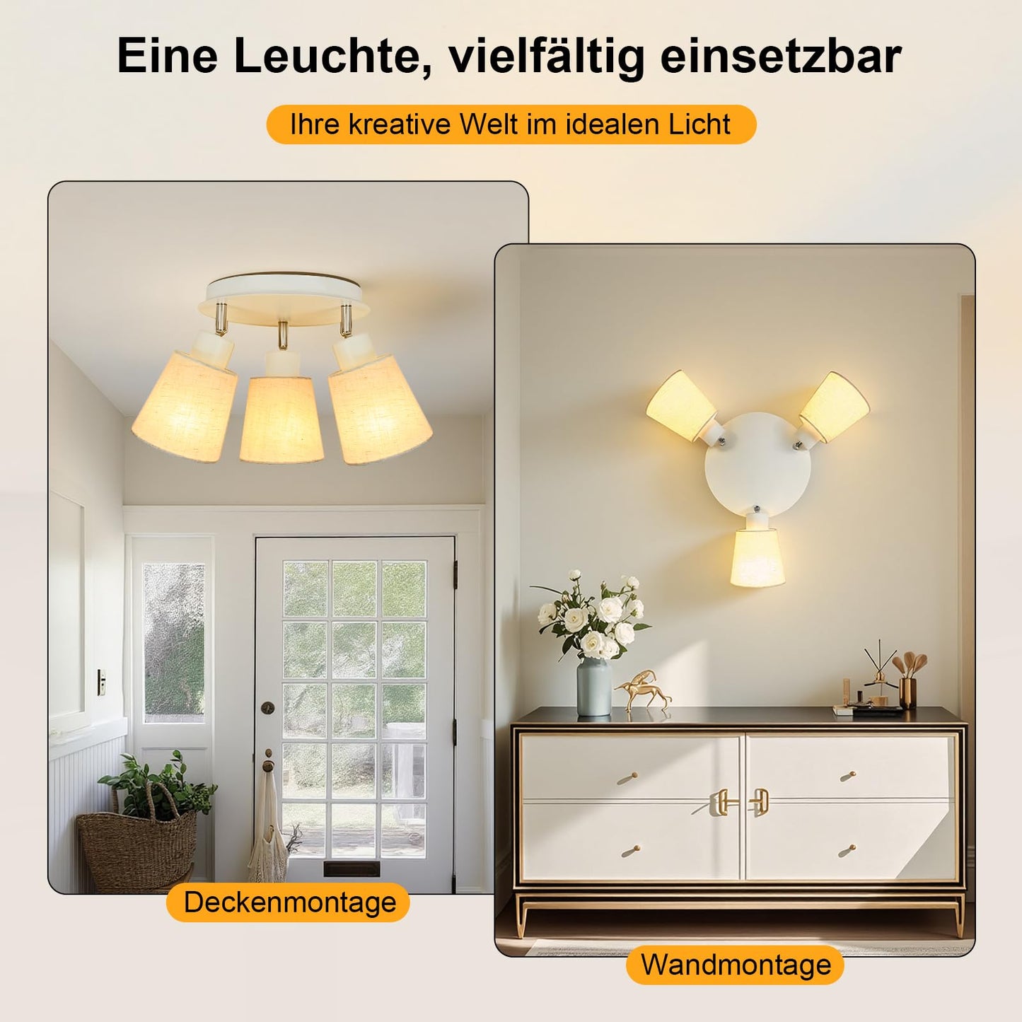 Unikcst Deckenstrahler Leinen 3 Flammig – Bild 6 #3 Flammig