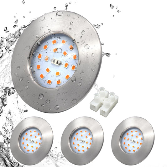 HiBay LED Einbaustrahler 5W IP44 Ultra Flach – Bild 45 #Nickel Gebürstet #Warmweiß 3000K #4er Set