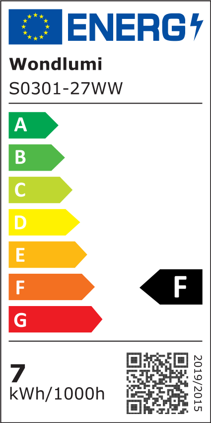 EU Energy Label - EPREL 1564367 #Warmweiß 2700K #Dimmbar