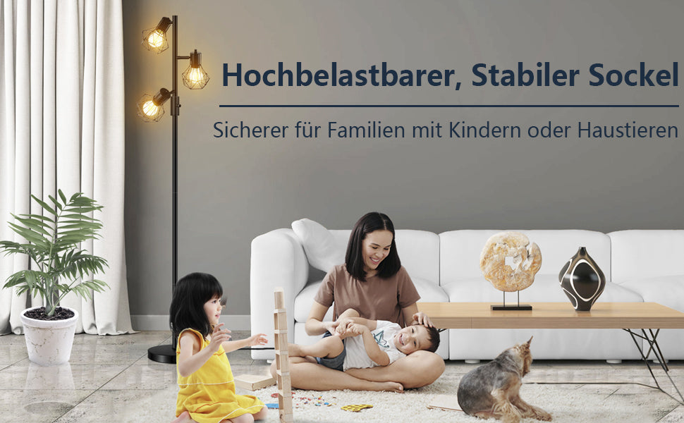 Die robuste Stehlampe, die ein Leben lang hält#led stehlampe 3 flammig#rustikale stehleuchte schwarz#LED Stehlampe Dimmbar#