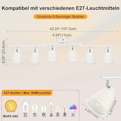 Unikcst Deckenstrahler Leinen 6 Flammig – Bild 5 #6 Flammig