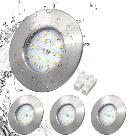 HiBay LED Einbaustrahler 5W IP44 Ultra Flach – Bild 37 #Nickel Gebürstet #4er Set