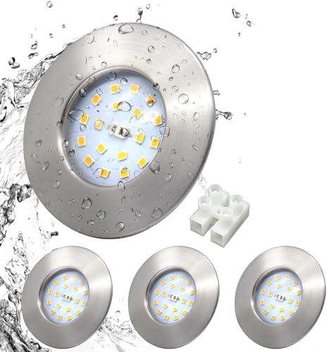 HiBay LED Einbaustrahler 5W IP44 Ultra Flach – Bild 37 #Nickel Gebürstet #4er Set