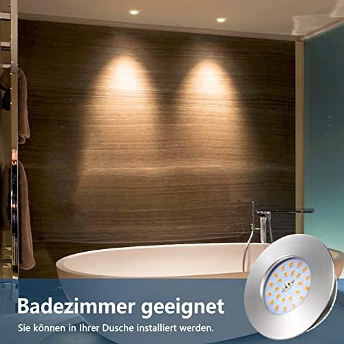 HiBay LED Einbaustrahler 7W IP44 Ultra Flach – Bild 7 #Nickel Gebürstet #Warmweiß 3000K