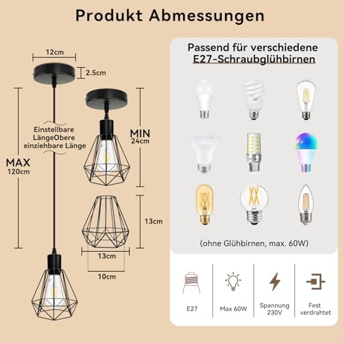 HiBay Pendelleuchte Diamant 2er Set – Bild 5 #2er Set