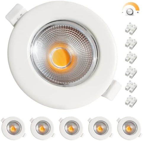 Wondlumi 6er LED Einbaustrahler 7W COB Weiß Matt – Bild 1 #Warmweiß 3000K #Dimmbar