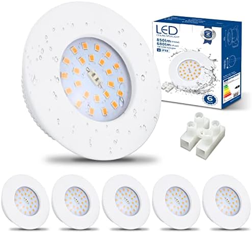 HiBay LED Einbaustrahler 7W IP44 Ultra Flach – Bild 12 #Weiß #Warmweiß 3000K #6er Set