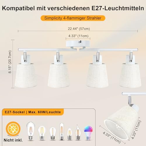 Unikcst Deckenstrahler Leinen 4 Flammig – Bild 5 #4 Flammig