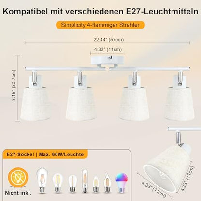 Unikcst Deckenstrahler Leinen 4 Flammig – Bild 5 #4 Flammig