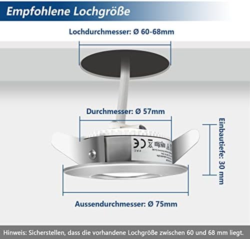 HiBay LED Einbaustrahler 7W IP44 Ultra Flach – Bild 2 #Nickel Gebürstet