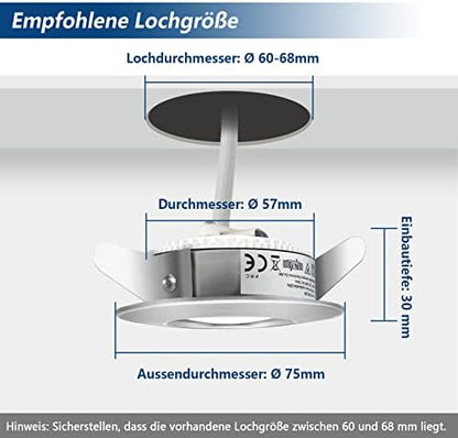 HiBay LED Einbaustrahler 7W IP44 Ultra Flach – Bild 2 #Nickel Gebürstet