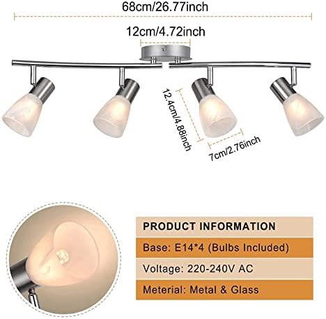 Unikcst Glasschirm mit Birne 4 Flammig – Bild 5 #4 Flammig