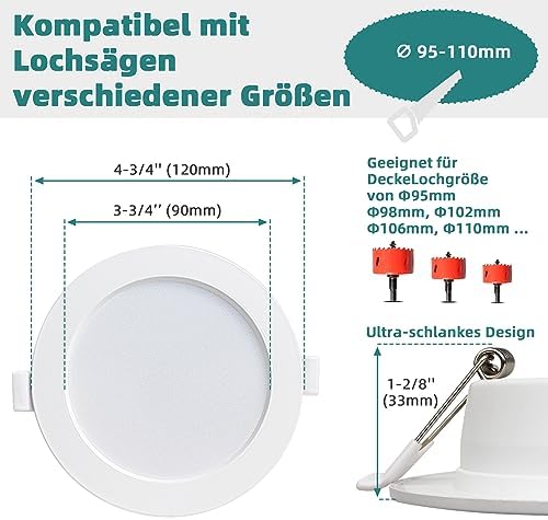 Unikcst LED Einbaustrahler 9W 120mm – WW