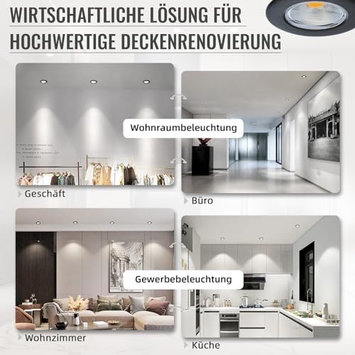 Wondlumi 6er LED Einbaustrahler 7W COB Schwarz Matt – Bild 9 #Warmweiß 3000K