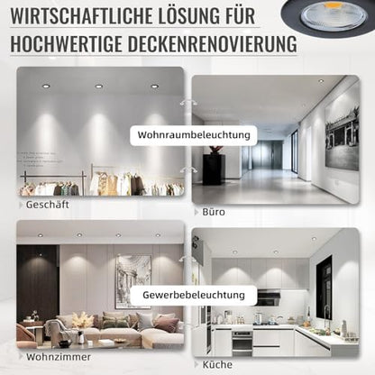 Wondlumi 6er LED Einbaustrahler 7W COB Schwarz Matt – Bild 9 #Warmweiß 3000K