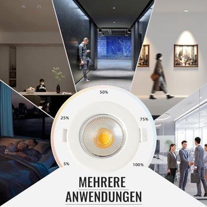 Wondlumi 6er LED Einbaustrahler 7W COB Weiß Matt – Bild 7 #Dimmbar