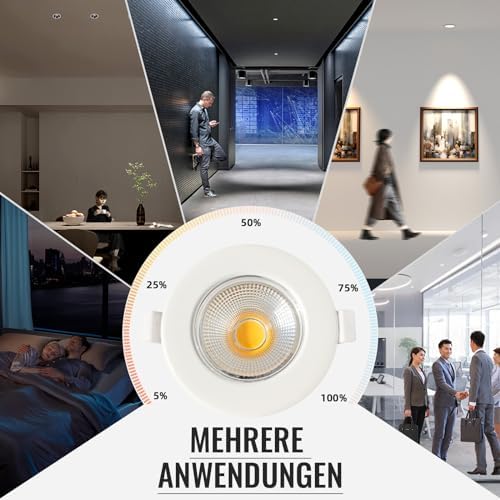 Wondlumi 6er LED Einbaustrahler 10W COB Weiß Matt – Bild 4 #Dimmbar