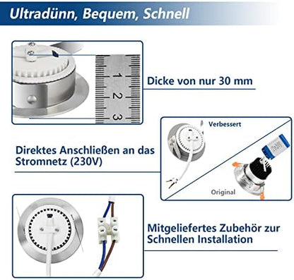HiBay LED Einbaustrahler 7W IP44 Ultra Flach – Bild 3 #Nickel Gebürstet