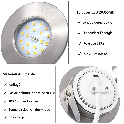 HiBay LED Einbaustrahler 5W IP44 Ultra Flach – Bild 7 #Nickel Gebürstet