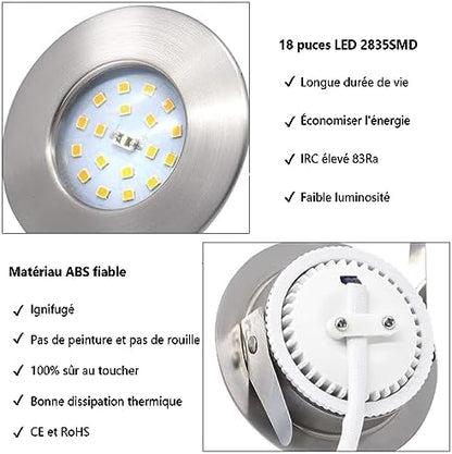HiBay LED Einbaustrahler 5W IP44 Ultra Flach – Bild 7 #Nickel Gebürstet