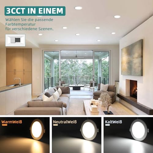 Unikcst LED Einbaustrahler 9W 120mm – 3CCT