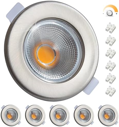 Wondlumi 6er LED Einbaustrahler 7W COB Nickel Gebürstet – Bild 1 #Warmweiß 3000K #Dimmbar