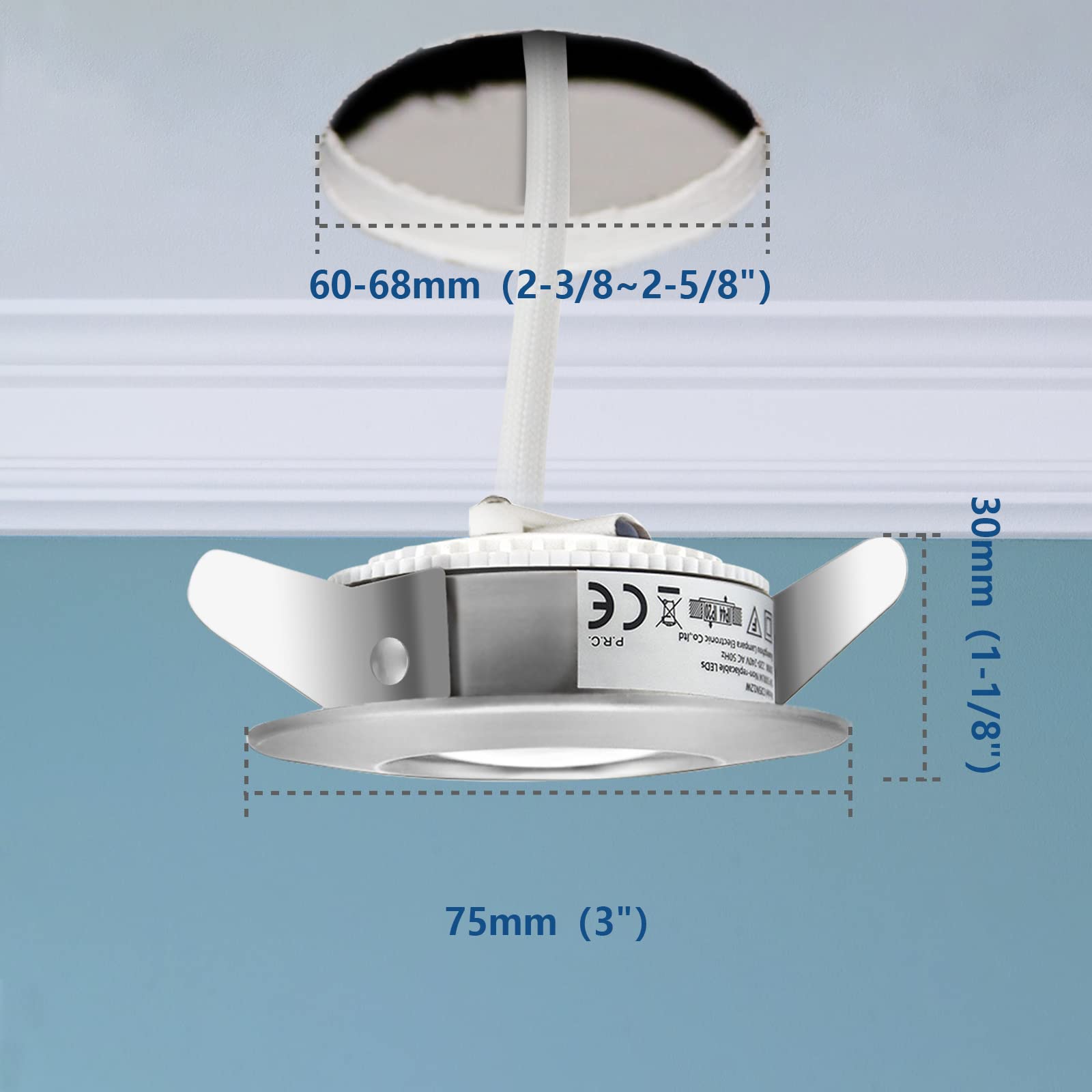 HiBay LED Einbaustrahler 5W IP44 Ultra Flach – Bild 2 #Nickel Gebürstet