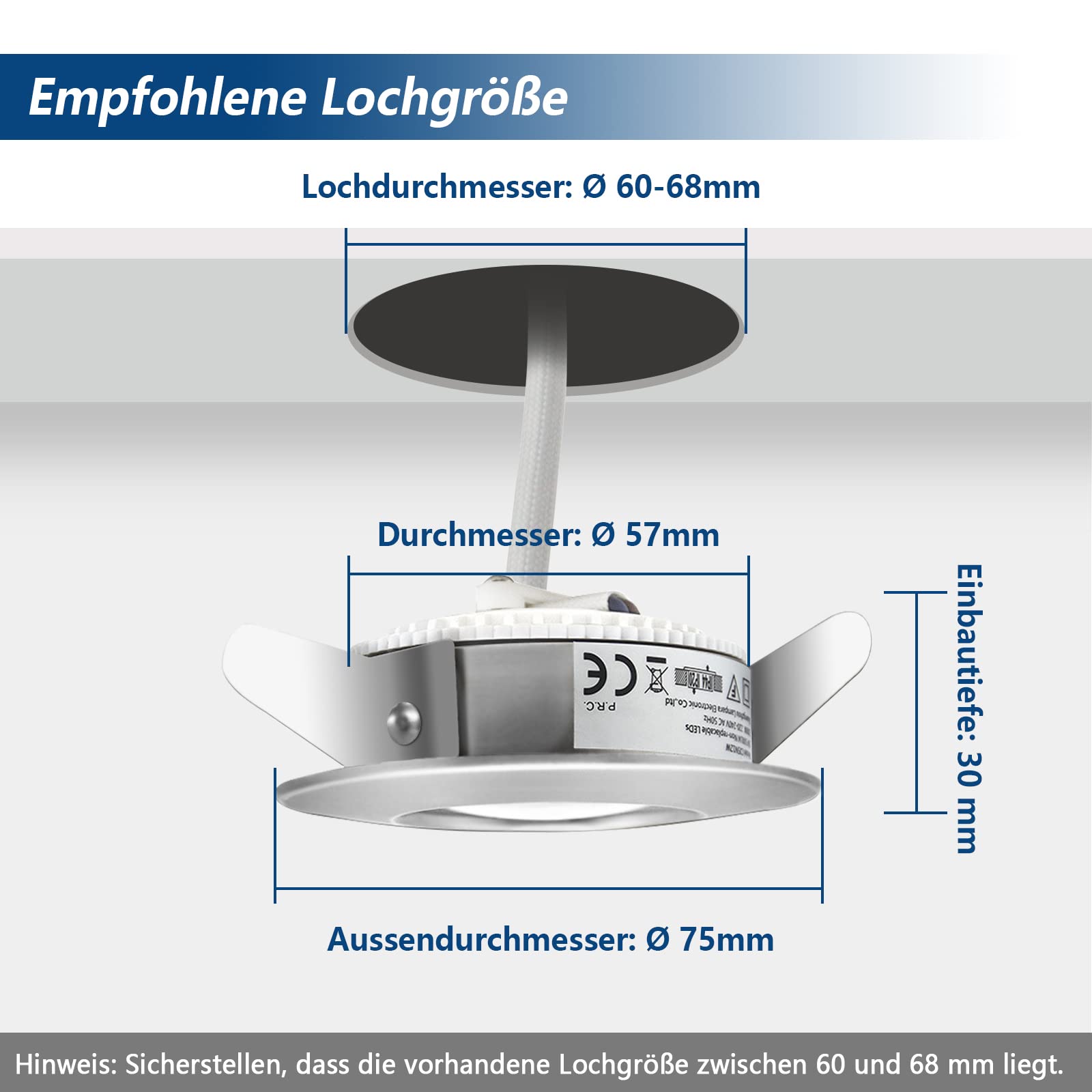 HiBay LED Einbaustrahler 7W IP44 Ultra Flach – Bild 2 #Nickel Gebürstet
