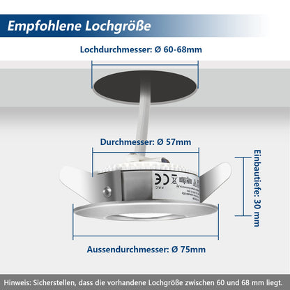 HiBay LED Einbaustrahler 7W IP44 Ultra Flach – Bild 2 #Nickel Gebürstet