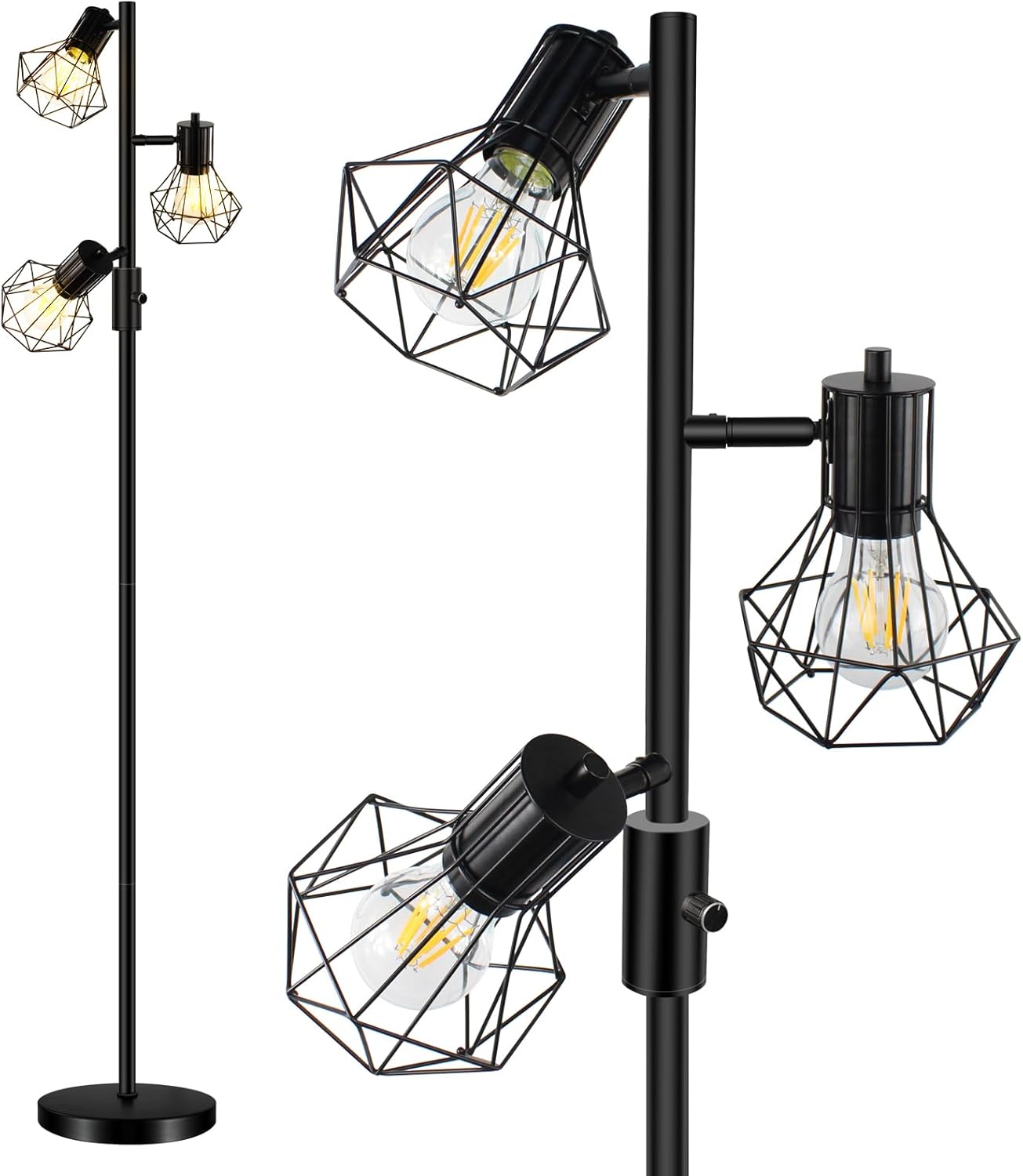 HiBay LED Stehlampe 3 Flammig Industrial Dimmbar #Schwarz