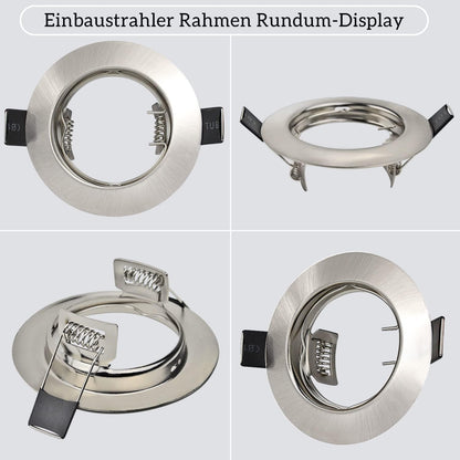 HiBay 10er Set GU10 Einbaurahmen 4 Farben – Bild 6 #Gebürstet Edelstahl #10 Stück