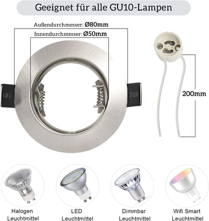 HiBay 10er Set GU10 Einbaurahmen 4 Farben – Bild 3 #Gebürstet Edelstahl #10 Stück