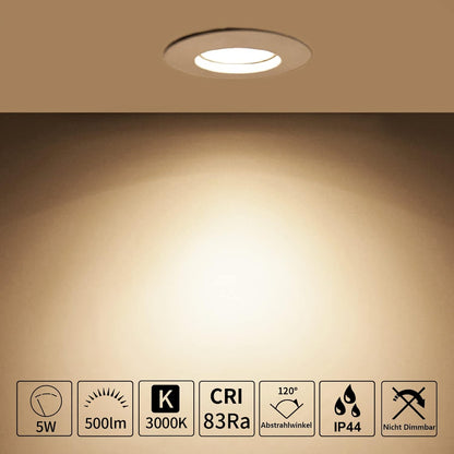 HiBay LED Einbaustrahler 5W IP44 Ultra Flach – Bild 35 #Weiß #Warmweiß 3000K