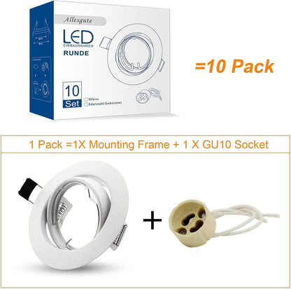 K4 GU10 LED Einbaurahmen Set – Bild 50 #Matt Weiß #10 Stück