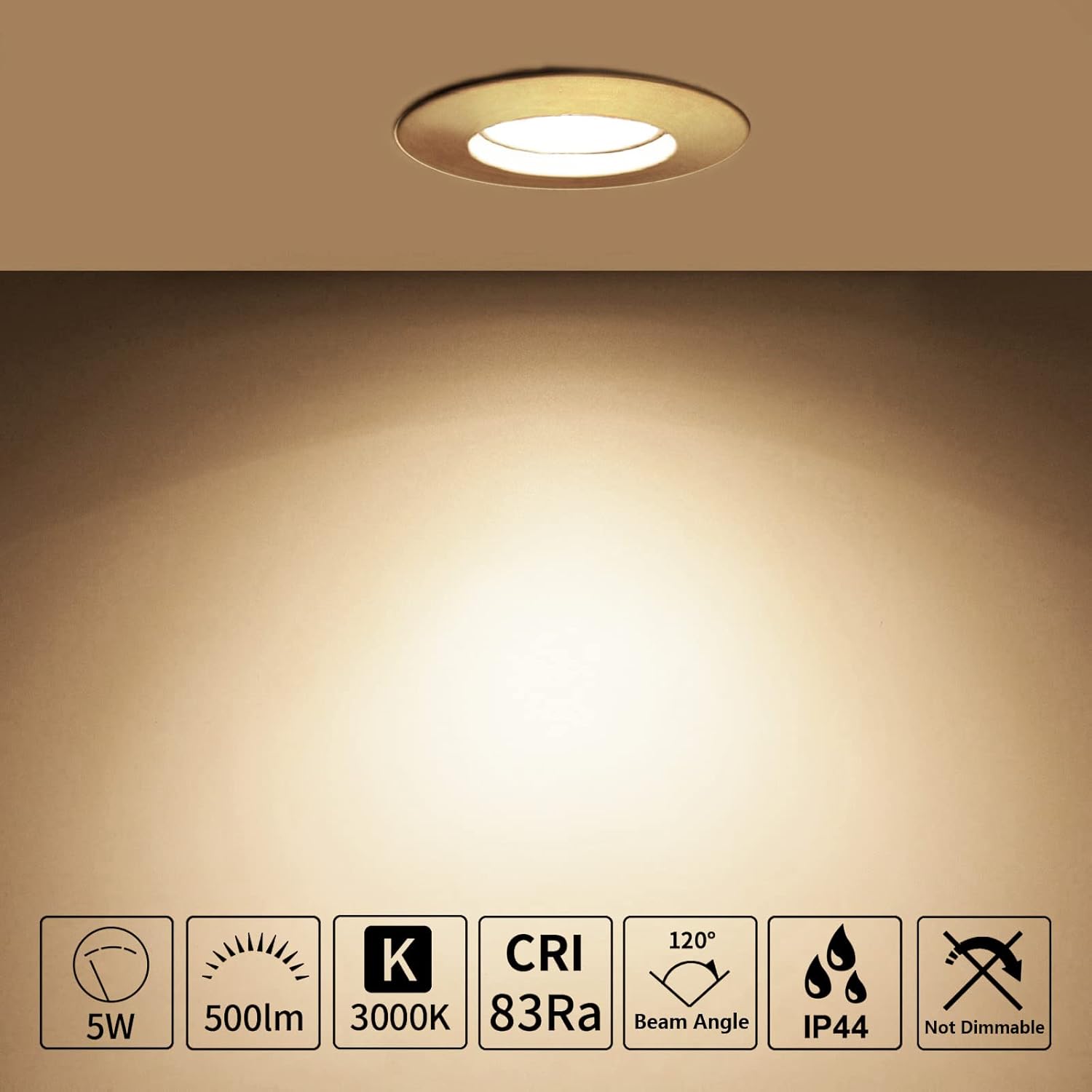 HiBay LED Einbaustrahler 5W IP44 Ultra Flach – Bild 34 #Nickel Gebürstet #Warmweiß 3000K