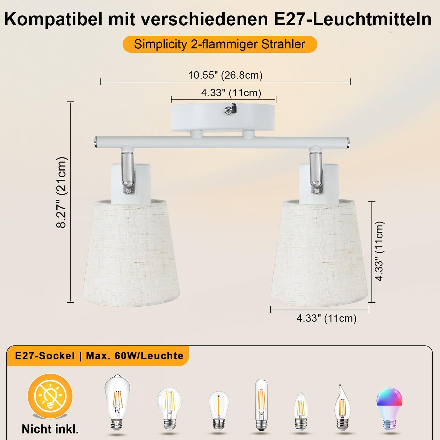 Unikcst Deckenstrahler Leinen 2 Flammig – Bild 5 #2 Flammig