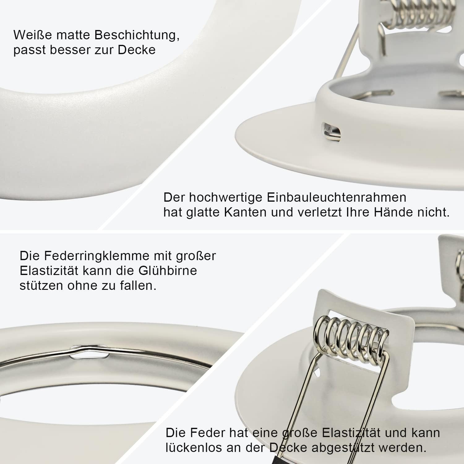 HiBay 10er Set GU10 Einbaurahmen 4 Farben – Bild 2 #Mattweiß #10 Stück