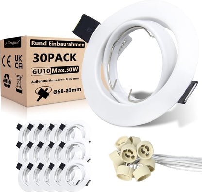 K4 GU10 LED Einbaurahmen Set – Bild 53 #Matt Weiß #30 Stück
