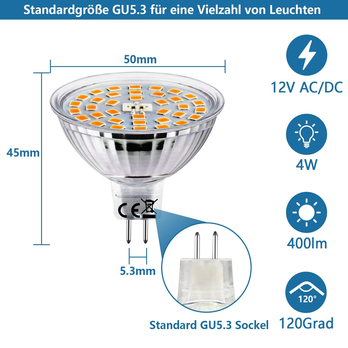 HiBay MR16 LED 4W 12V GU5.3 – Bild 2 #Warmweiß 2700K
