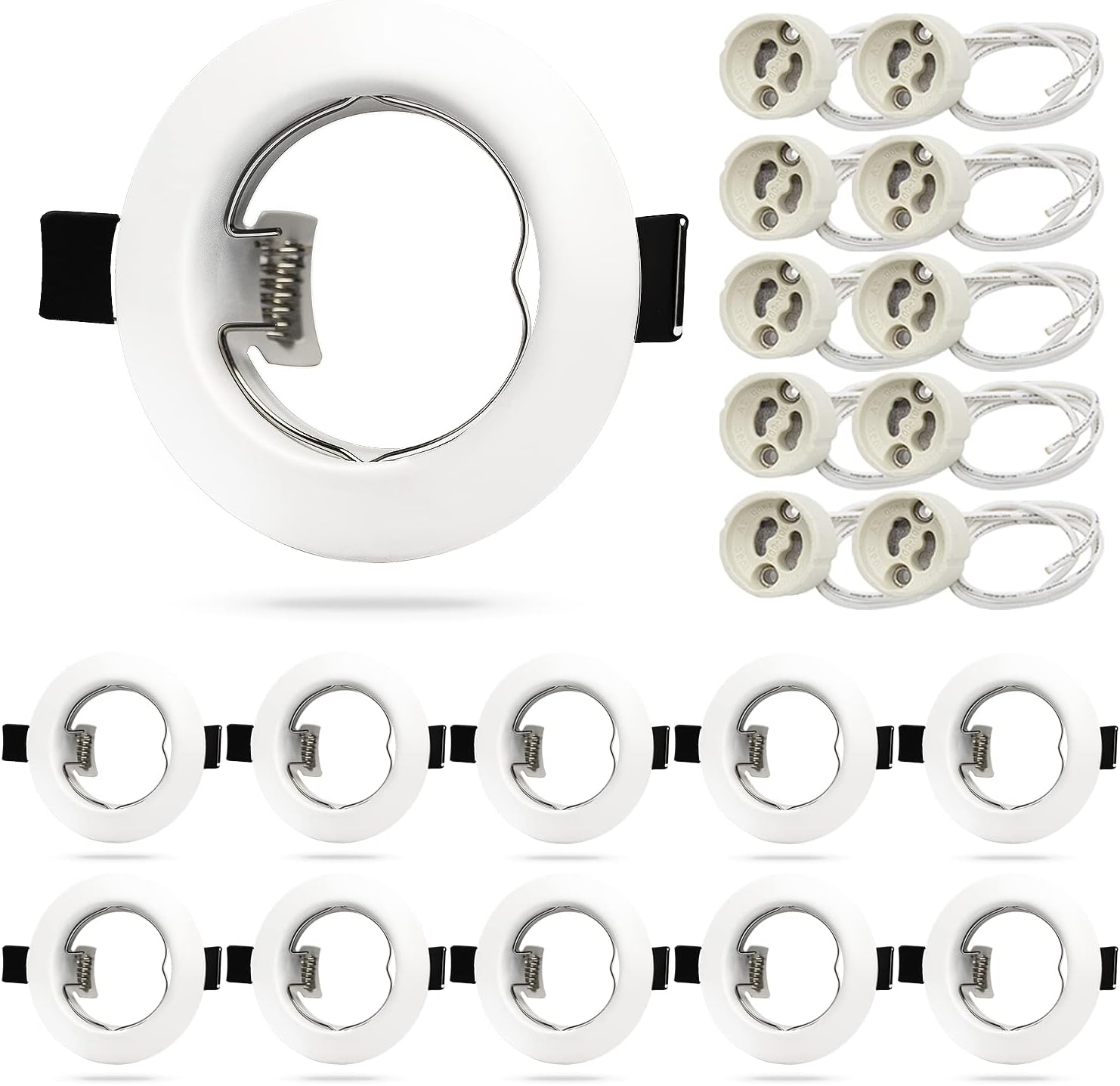 HiBay 10er Set GU10 Einbaurahmen 4 Farben – Bild 1 #Mattweiß #10 Stück
