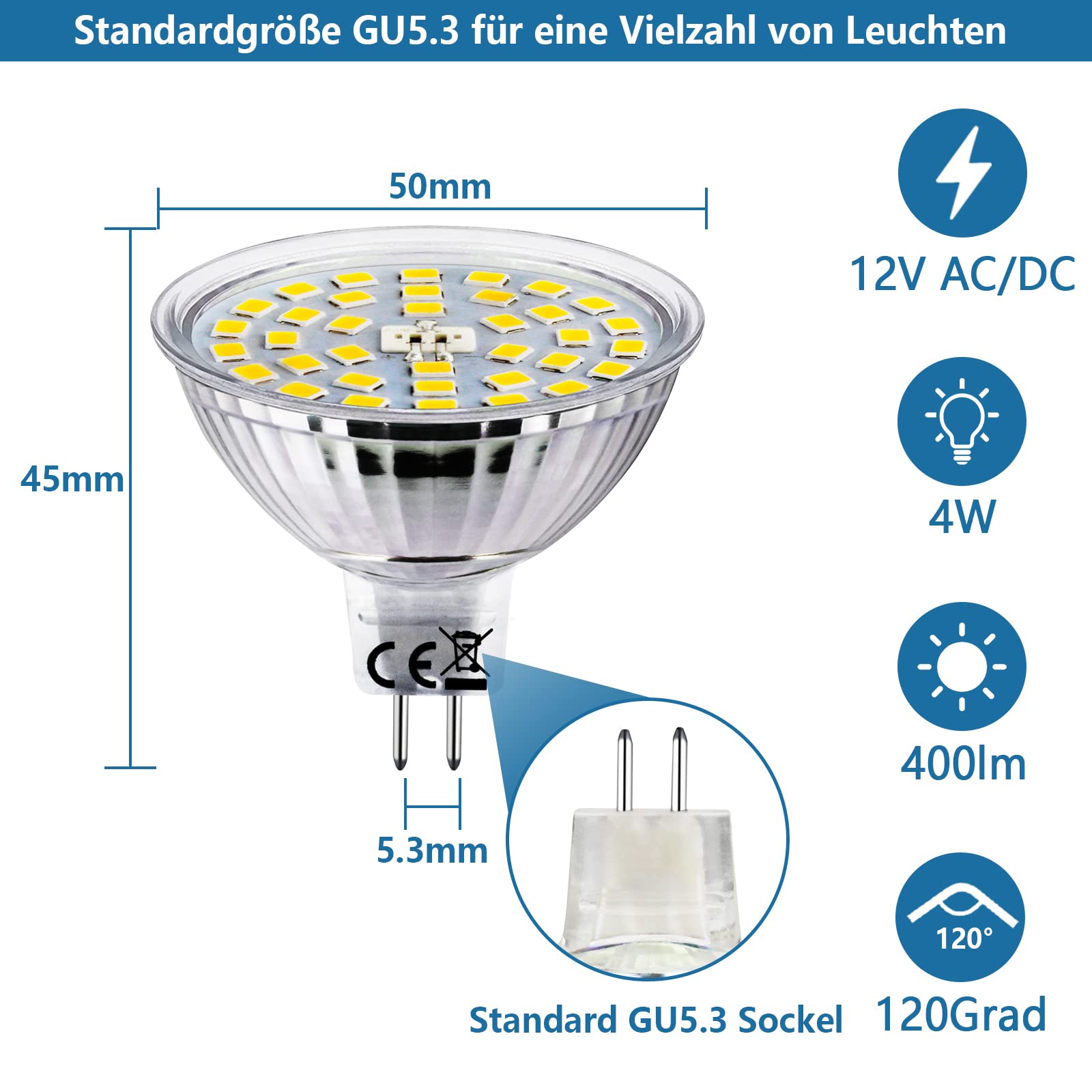 HiBay MR16 LED 4W 12V GU5.3 – Bild 2 #Kaltweiß 6000K