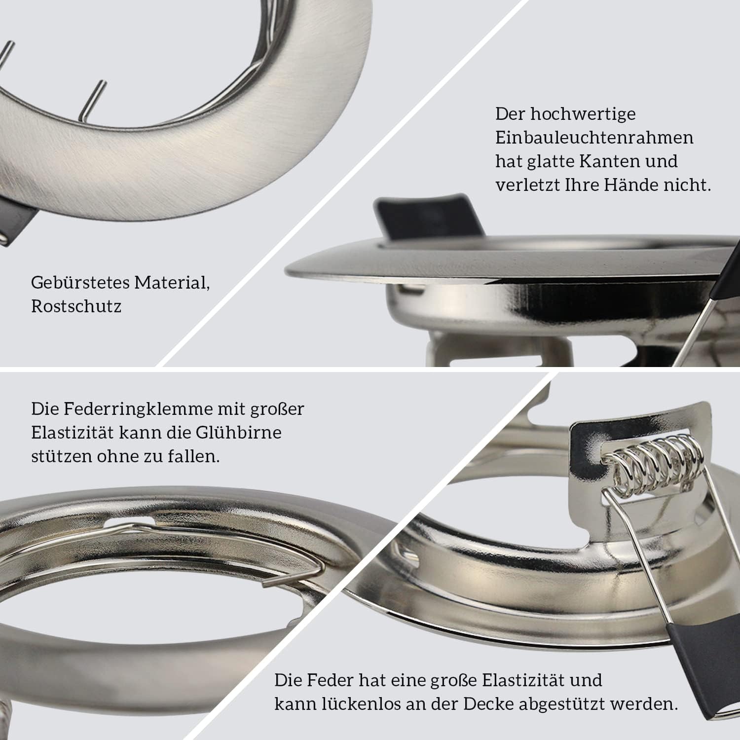 HiBay 10er Set GU10 Einbaurahmen 4 Farben – Bild 2 #Gebürstet Edelstahl #10 Stück