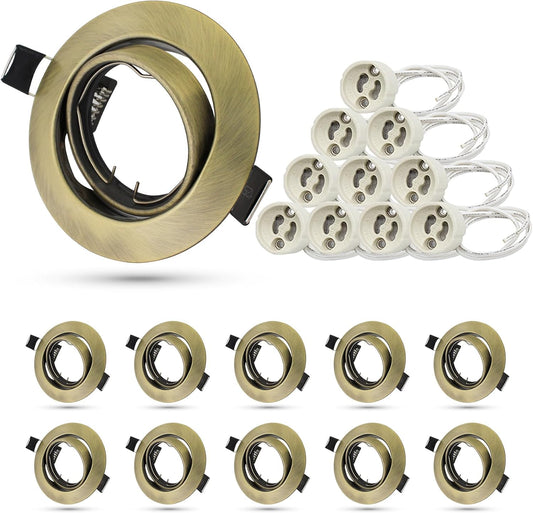 K4 GU10 LED Einbaurahmen Set – Bild 15 #Gold – Antik-Messing #10 Stück