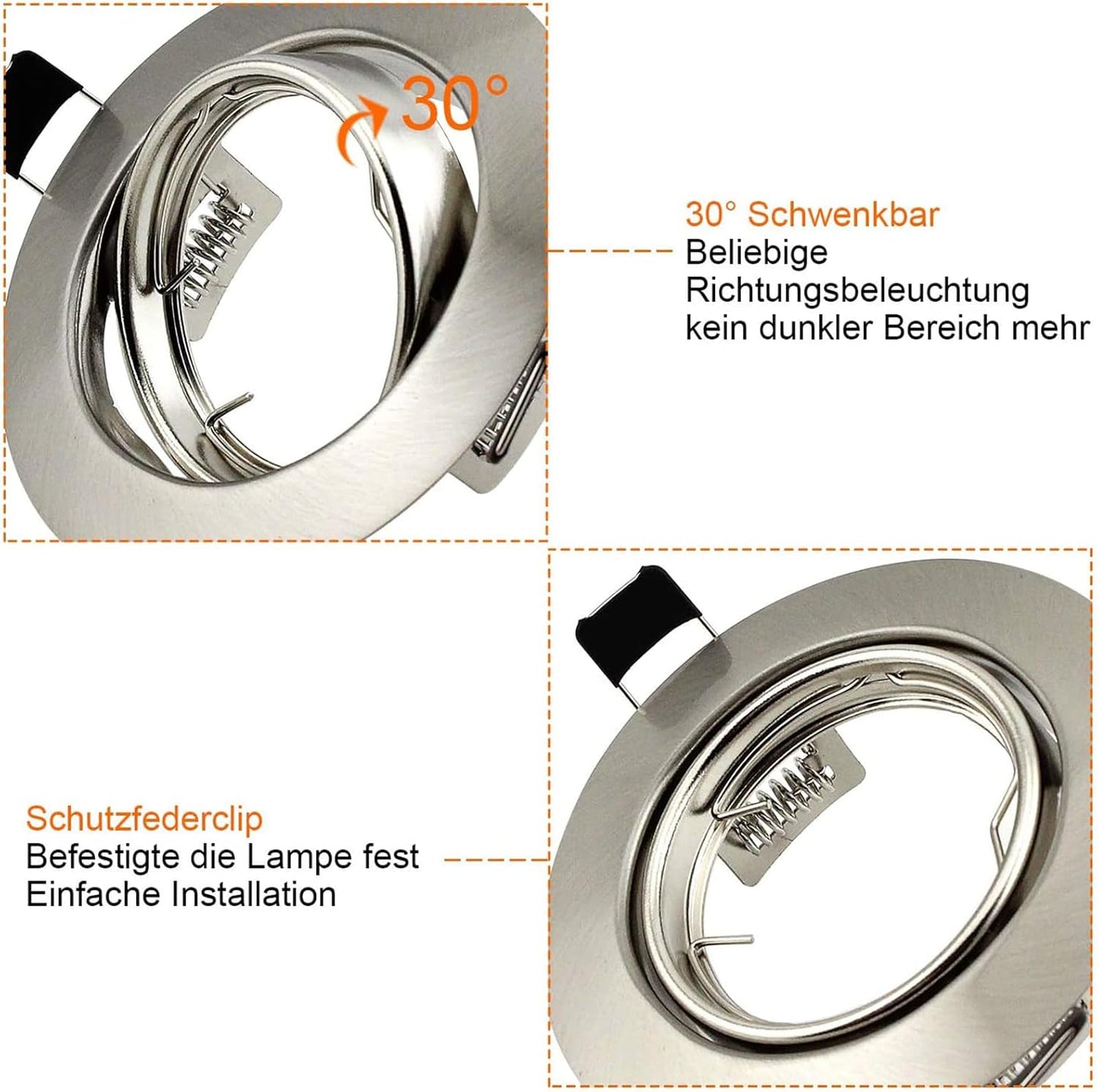 K4 GU10 LED Einbaurahmen Set – Bild 2 #Silber – gebürsteter Edelstahl