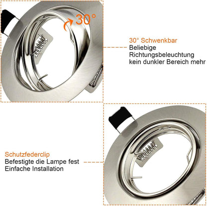 K4 GU10 LED Einbaurahmen Set – Bild 2 #Silber – gebürsteter Edelstahl