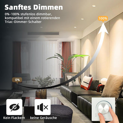 Wondlumi 6er LED Einbaustrahler 10W COB Nickel Gebürstet – Bild 3 #Warmweiß 3000K #Dimmbar